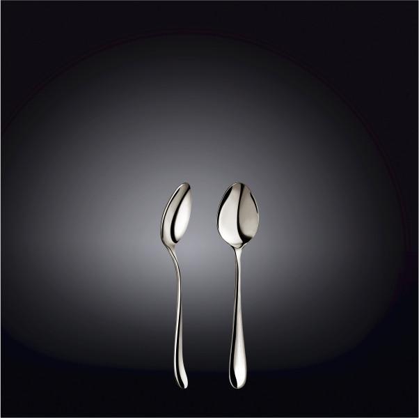 Set of six 4.5-inch WILMAX coffee spoons made of high polish stainless steel, elegantly packaged in a color box.