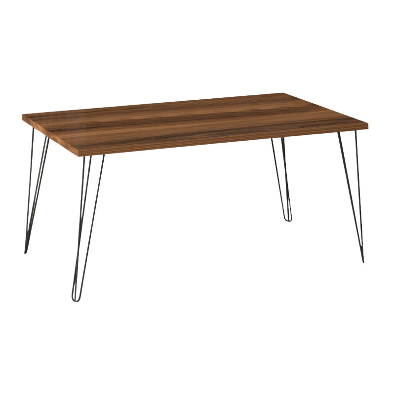 Coffee Table ADAM in walnut finish with black metal legs, dimensions 90x55x43 cm, showcasing a modern design.