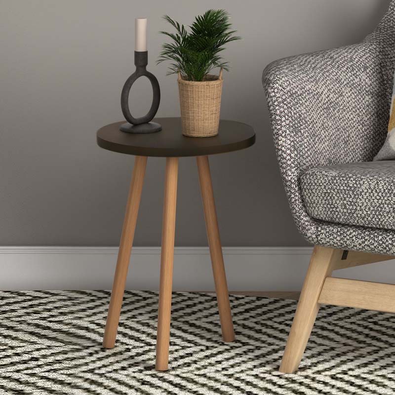 ANDRA Brown Coffee Table featuring a melamine surface and solid beech wood legs, showcasing a modern and elegant design.