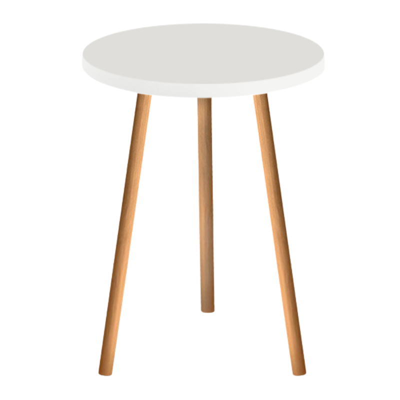 ANDRA White Coffee Table with melamine surface and solid beech wood legs, showcasing a modern design.