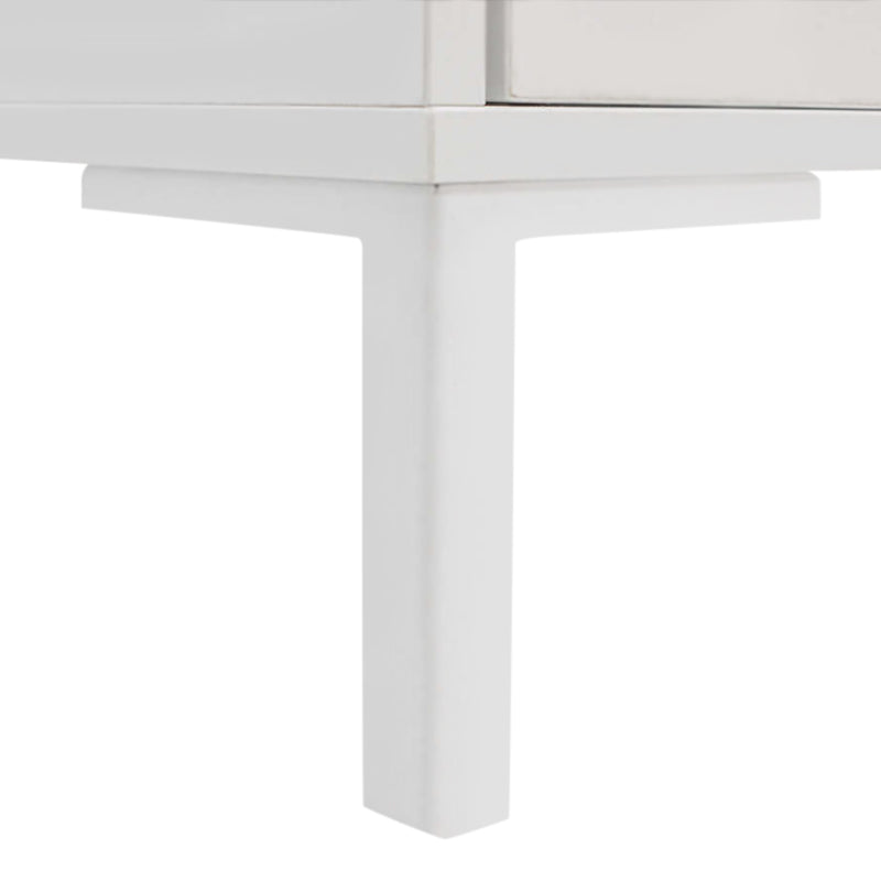 BELFAST White Coffee Table with two drawers and metal legs, featuring a sleek melamine finish.