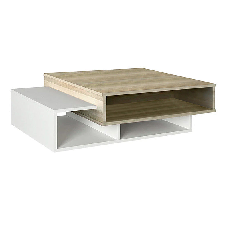 BIANCA Coffee Table in White and Cordoba finish, showcasing its sleek design and dimensions.