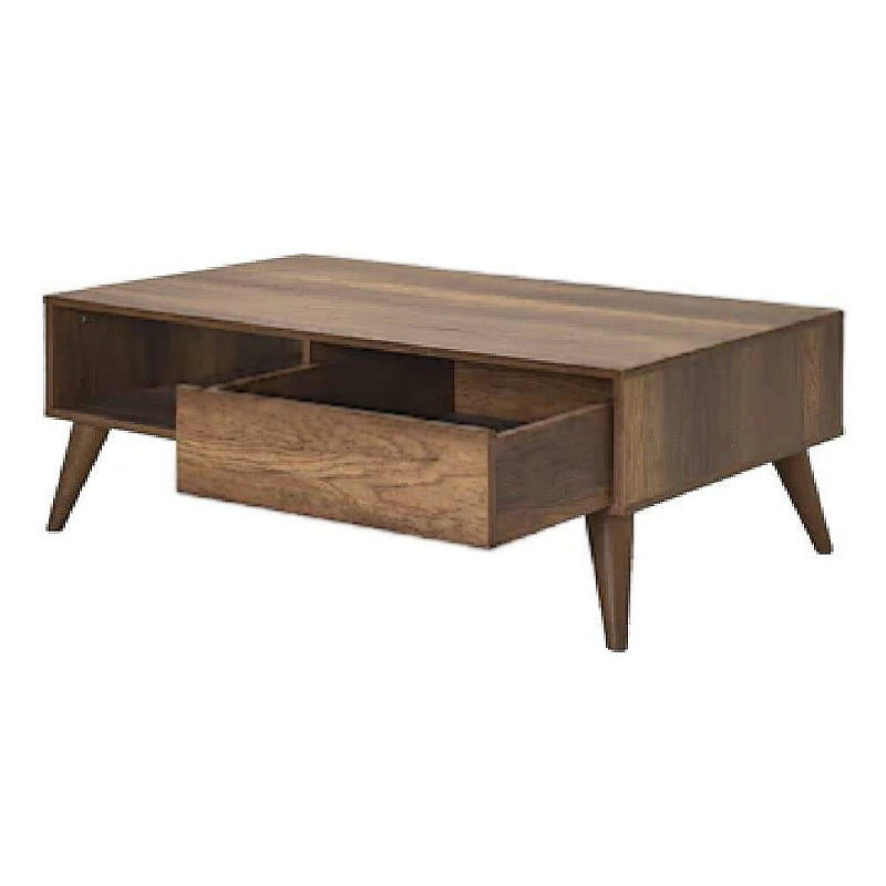 Coffee Table BUCHAREST in walnut finish, featuring a sleek design and one drawer, perfect for modern interiors.