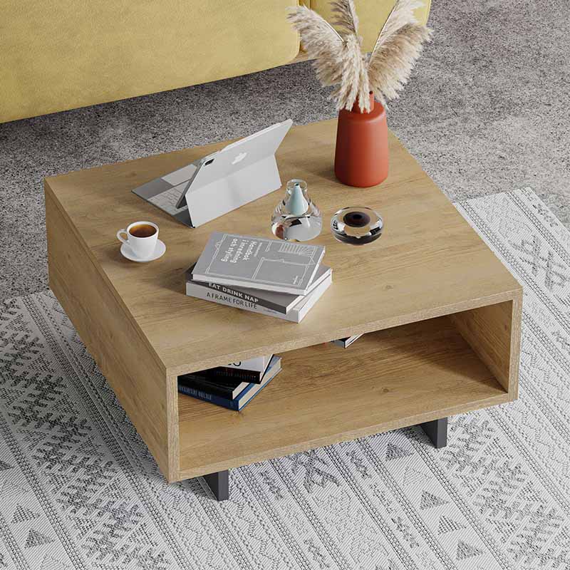 CARRA MIA Coffee Table in oak-anthracite color, featuring a sleek design and a convenient storage shelf.