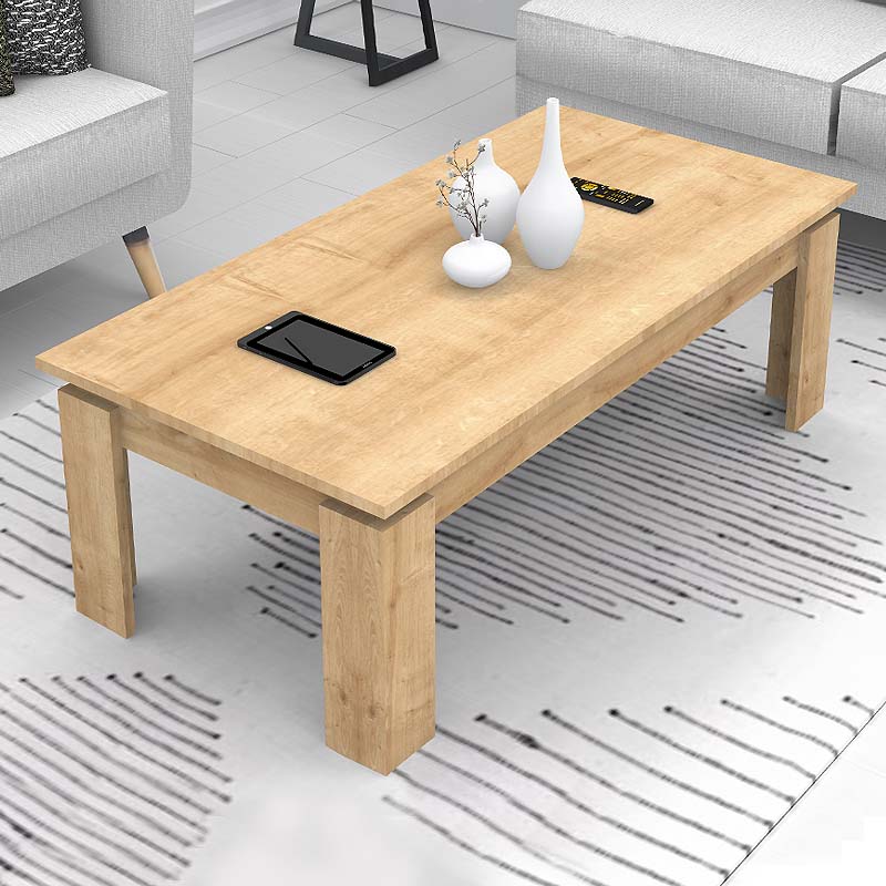 Coffee Table CLARA in natural beech finish, dimensions 110x60x41 cm, showcasing its elegant design and sturdy construction.