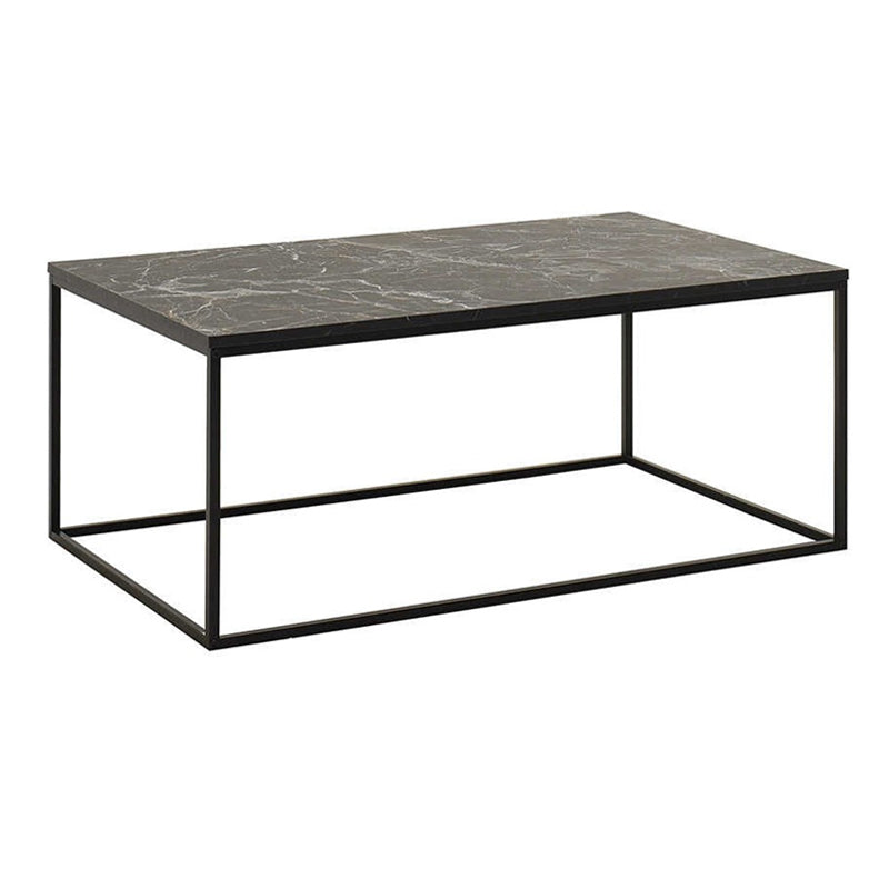 CONFINNE coffee table with marble effect finish, dimensions 100x60x42 cm, made of melamine and metal, suitable for home and office use.