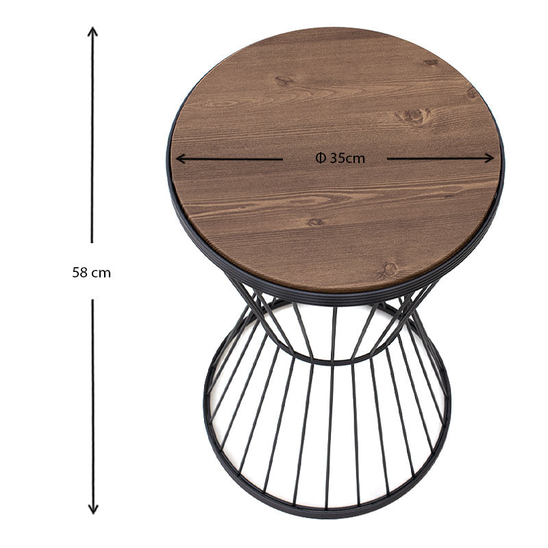 Coffee Table DOLORES featuring a walnut and black finish, measuring 35x35x58 cm, showcasing its modern design and sturdy construction.