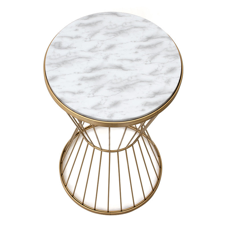 Stylish Coffee Table DOLORES in golden and white finish, measuring 35x35x58 cm, perfect for modern interiors.