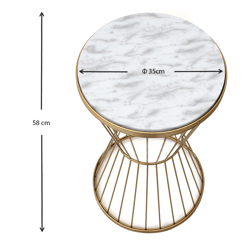 Stylish Coffee Table DOLORES in golden and white finish, measuring 35x35x58 cm, perfect for modern interiors.