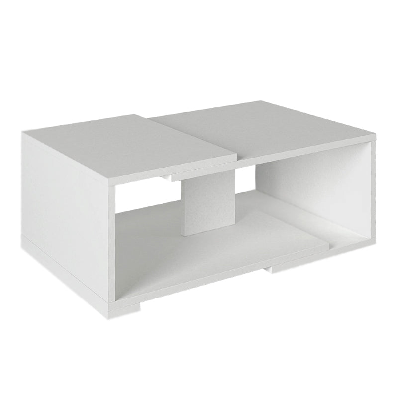 Coffee Table ELKE in white, dimensions 81.8x50x35 cm, featuring a sleek melamine finish and modern design.