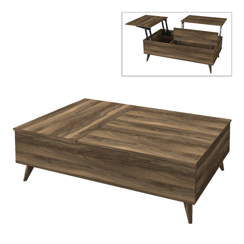 HIDE Walnut Coffee Table with lift-top mechanism and storage compartment, showcasing a stylish walnut finish.