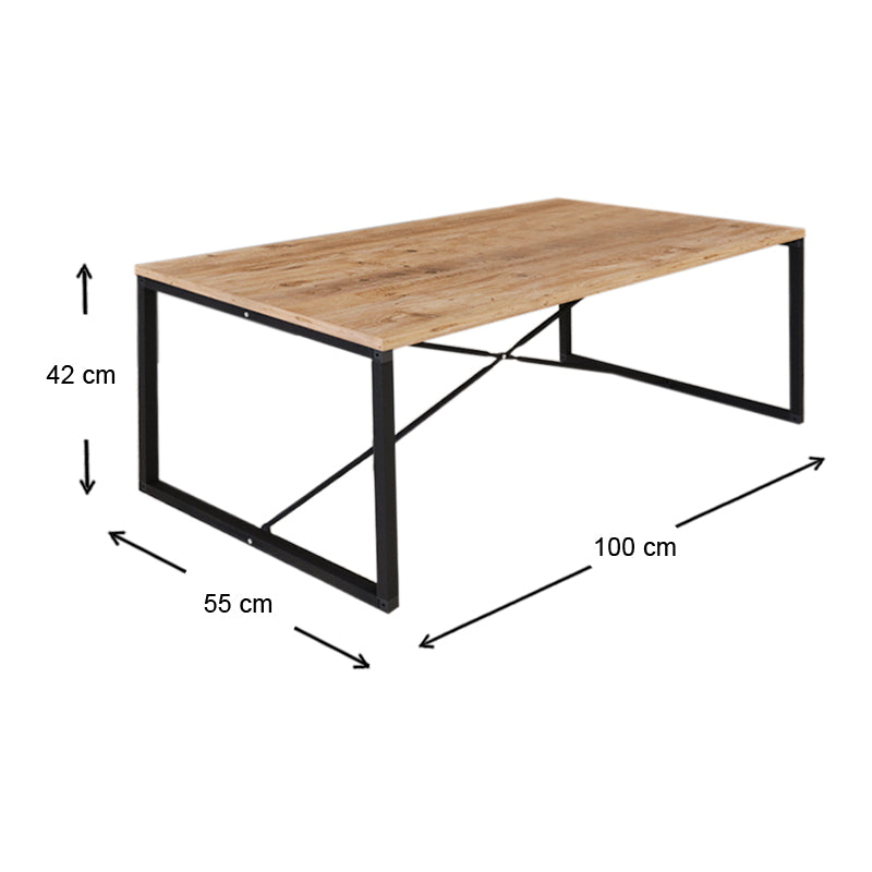 JAVA Coffee Table in pine oak finish, dimensions 100x55x42 cm, showcasing its modern design and durable construction.