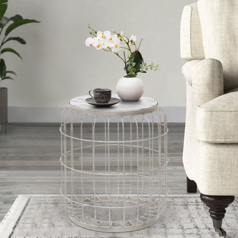 Coffee Table KAMIRA in white, featuring a sleek MDF top and sturdy metal frame, perfect for modern interiors.