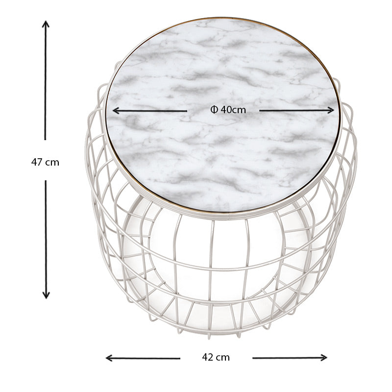 Coffee Table KAMIRA in white, featuring a sleek MDF top and sturdy metal frame, perfect for modern interiors.