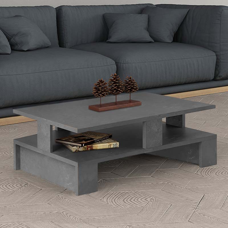 LISA Retro Grey Coffee Table measuring 80x50x27cm with a sleek design and built-in shelf for storage.