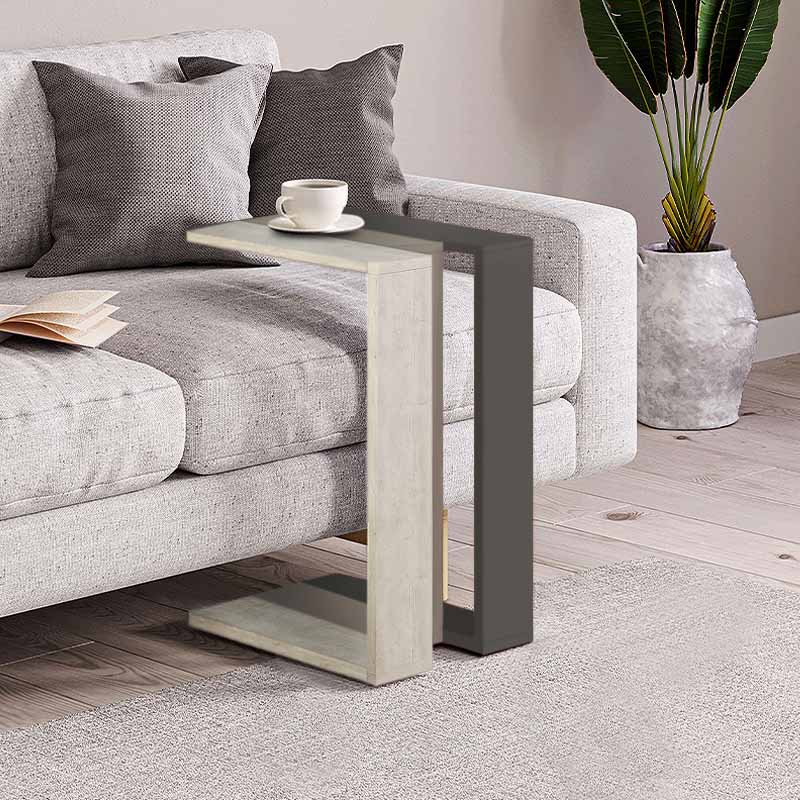 Coffee Table RELAX in light mocha, antique white, and anthracite, showcasing its elegant design and compact dimensions.