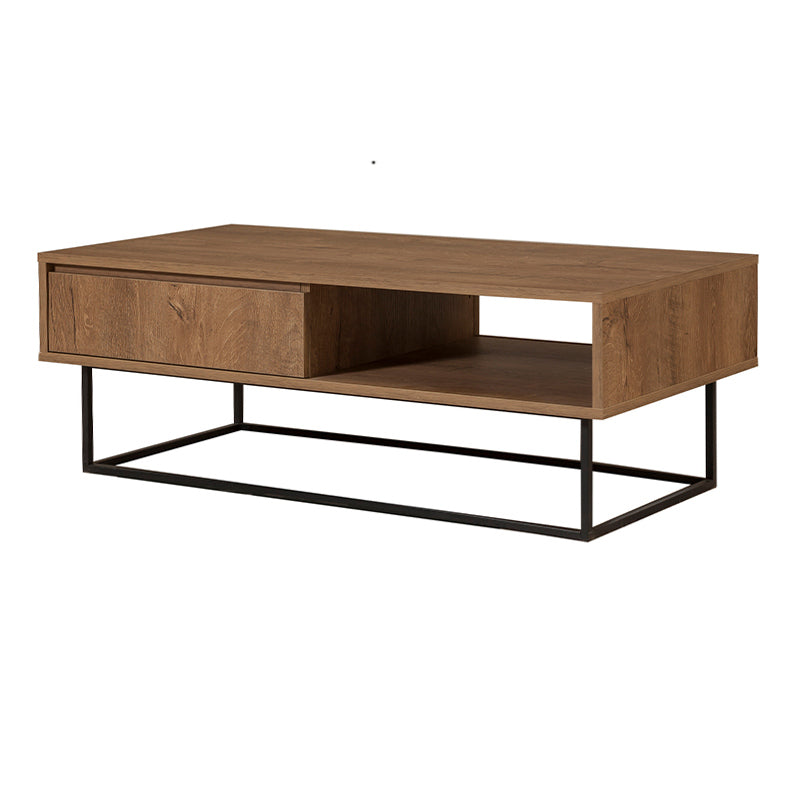 SASCHA Coffee Table in walnut finish with lift-top mechanism and metal legs, perfect for modern living spaces.