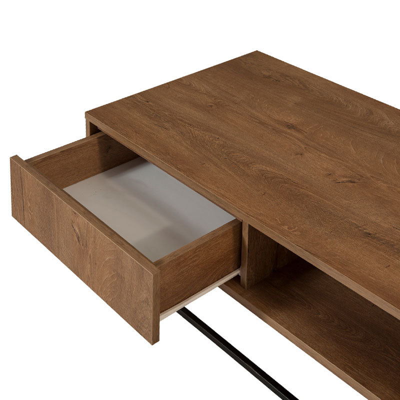 SASCHA Coffee Table in walnut finish with lift-top mechanism and metal legs, perfect for modern living spaces.