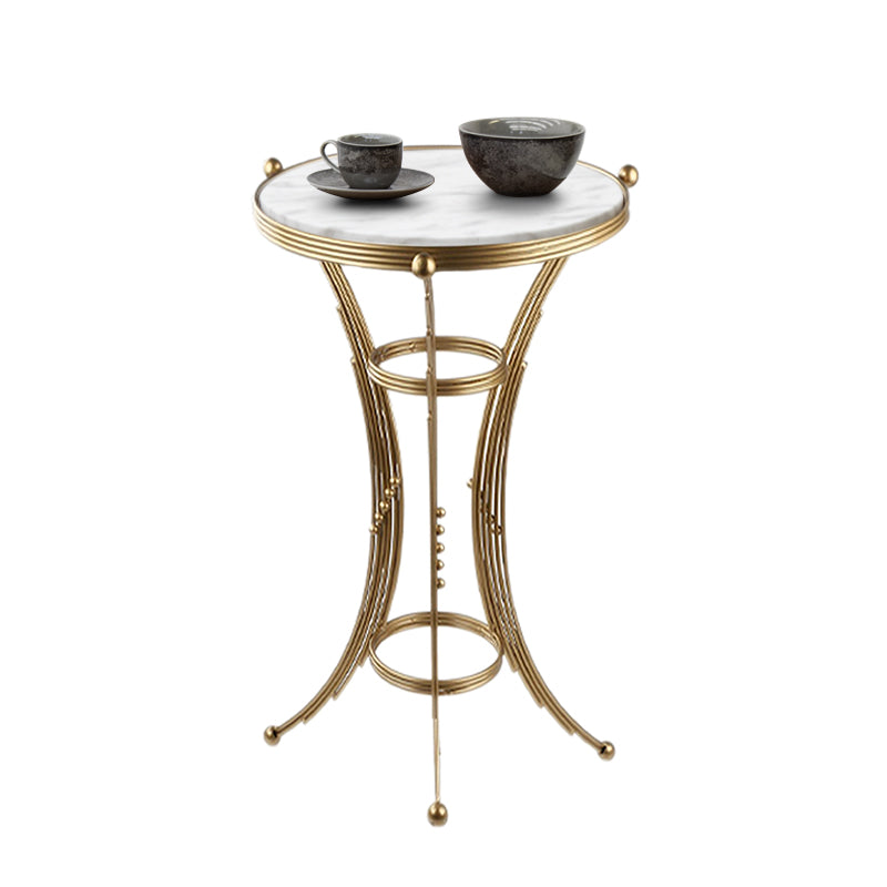 SCHICK Metallic Coffee Table with gold finish and white marble effect, measuring 35x35x59 cm, showcasing its elegant design.