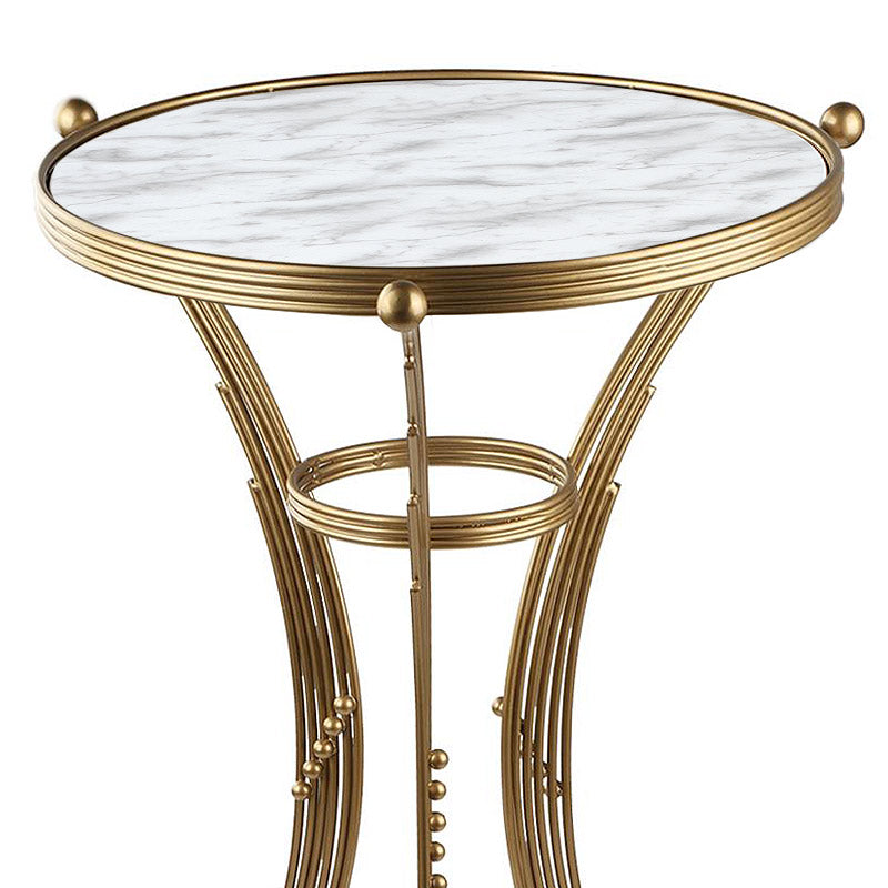 SCHICK Metallic Coffee Table with gold finish and white marble effect, measuring 35x35x59 cm, showcasing its elegant design.