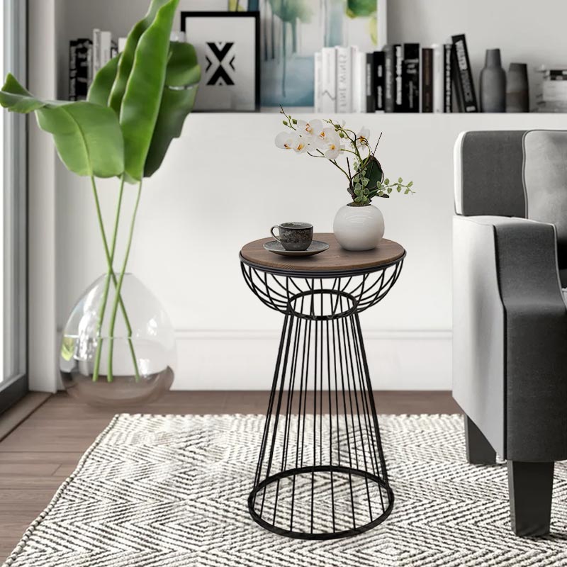 SHANE Coffee Table in walnut and black finish, featuring a modern design and compact dimensions of 35x35x58 cm.