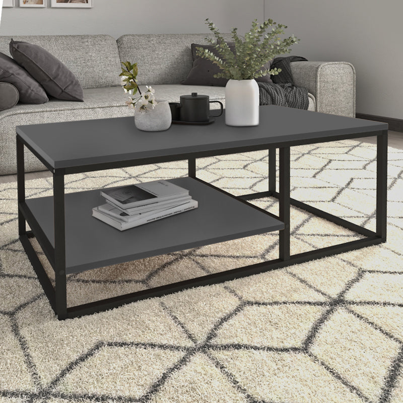 Coffe Table SPACE in anthracite color, featuring a sleek design and sturdy metal frame, dimensions 106x50x42cm.