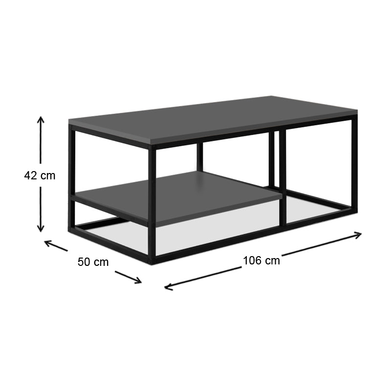 Coffe Table SPACE in anthracite color, featuring a sleek design and sturdy metal frame, dimensions 106x50x42cm.