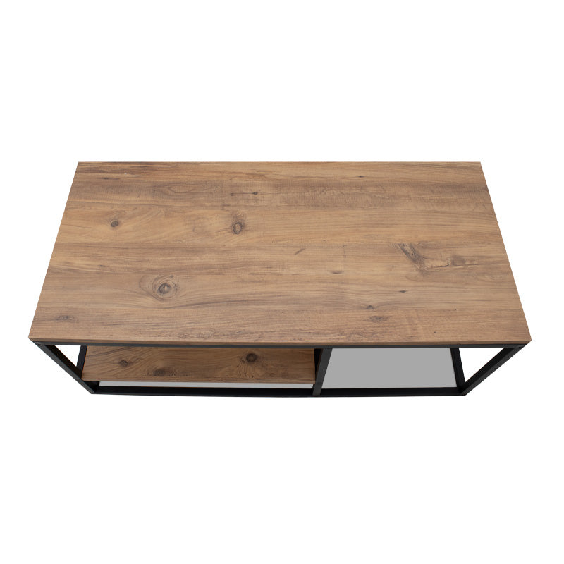 SPACE Coffee Table in oak finish, dimensions 106x50x42cm, featuring a scratch-resistant metal frame and melamine surface.