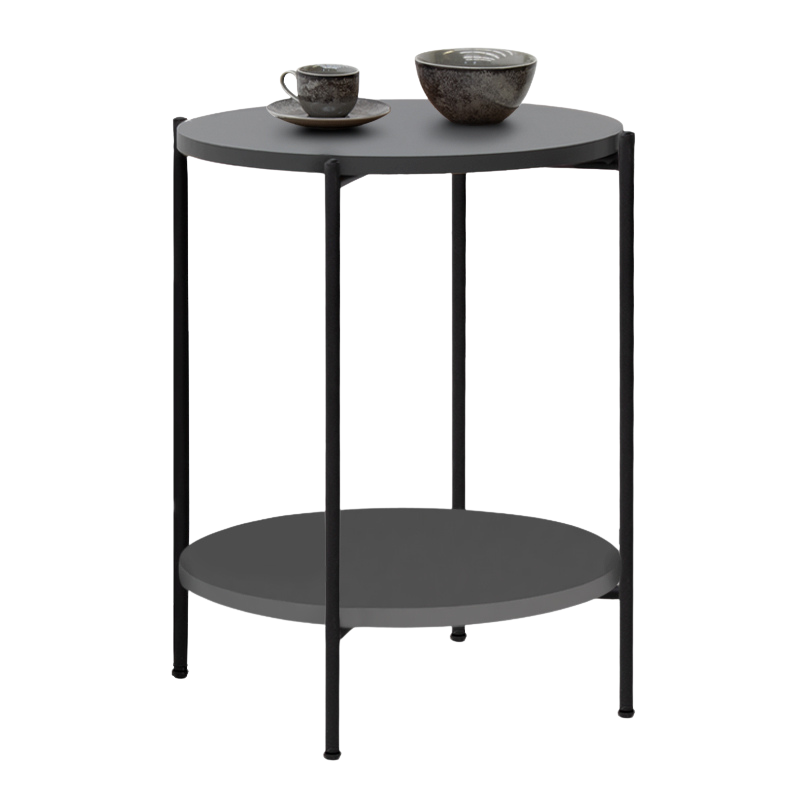 STAMPA Coffee Table in anthracite color, featuring a sleek melamine design with dimensions 43x43x60cm.