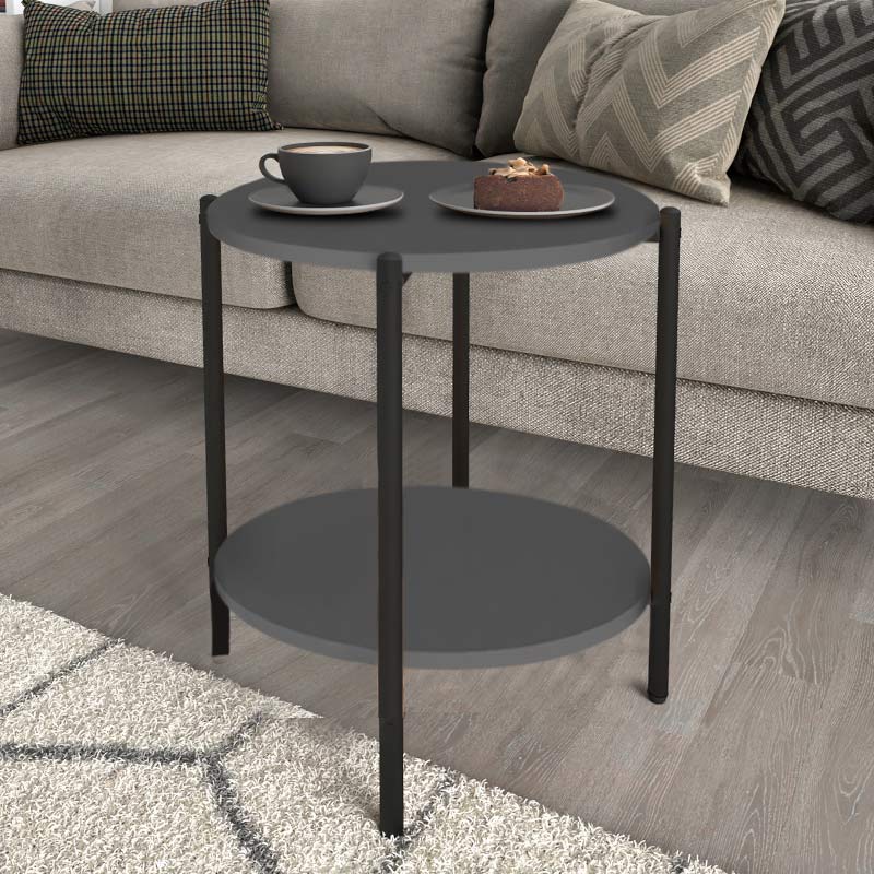 STAMPA Coffee Table in anthracite color, featuring a sleek melamine design with dimensions 43x43x60cm.