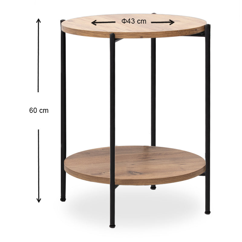 STAMPA Coffee Table in oak melamine finish, measuring 43x43x60 cm, showcasing its modern design and sturdy construction.