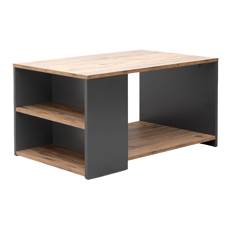 Stylish Coffee Table STEFANIE in oak and anthracite, showcasing its elegant design and durable melamine finish.