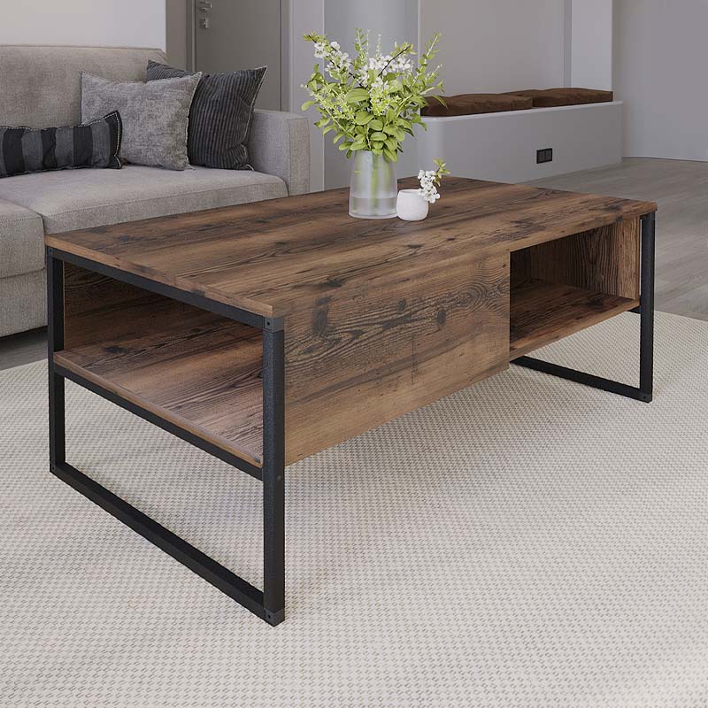 STOCKHOLM Coffee Table in smoked walnut finish, showcasing its elegant design and durable surface.