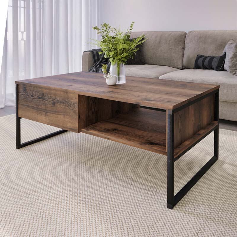 STOCKHOLM Coffee Table in smoked walnut finish, showcasing its elegant design and durable surface.