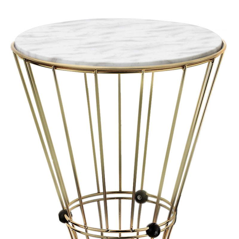 WANKA Gold Coffee Table with white marble effect, 32x32x58 cm, showcasing elegant design and durable materials.