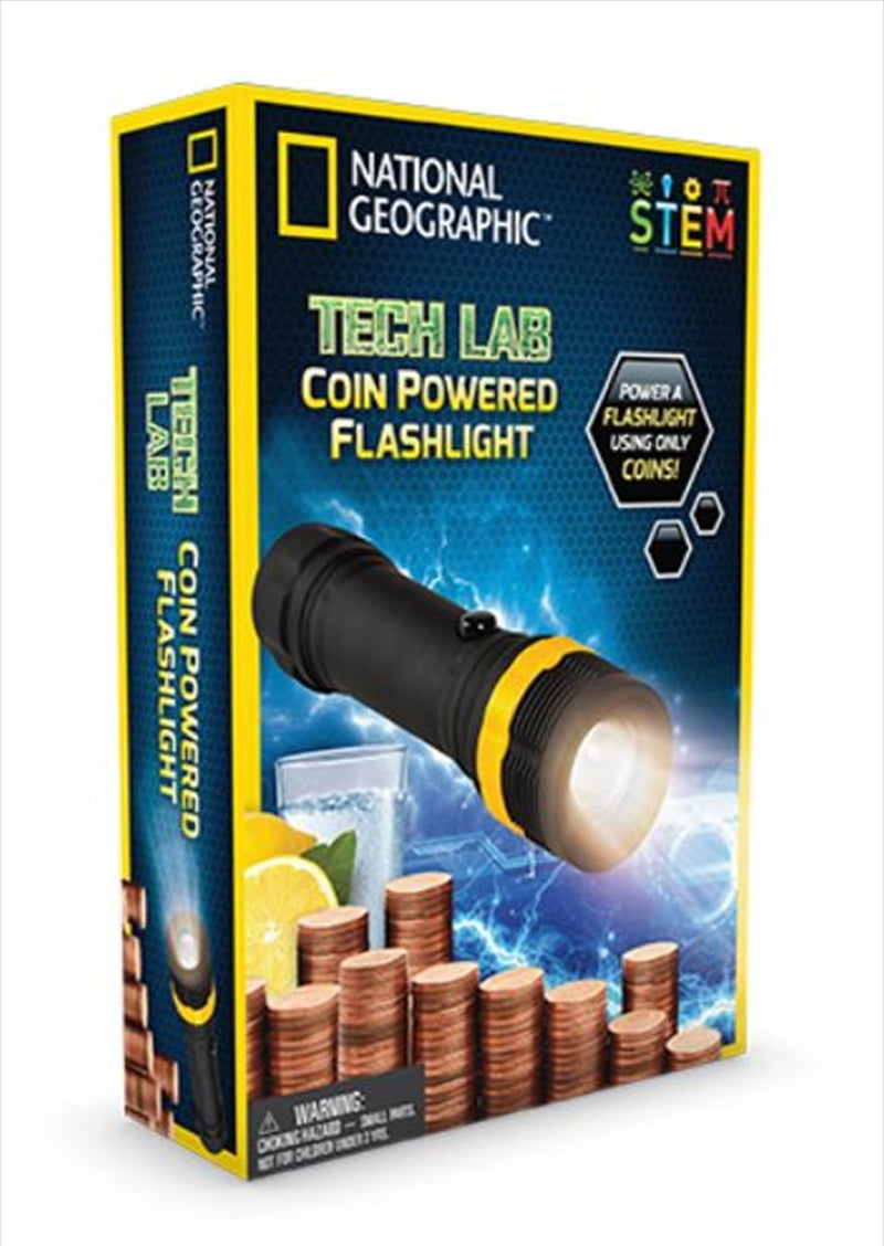 A Coin Battery Flashlight kit showcasing its components including coins, flashlight, and learning guide for educational experiments.