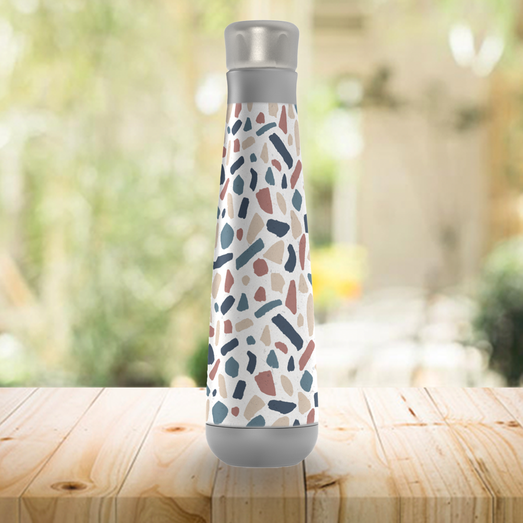 Cool Terrazzo Water Bottle in stylish design, showcasing its stainless steel body and unique terrazzo pattern.