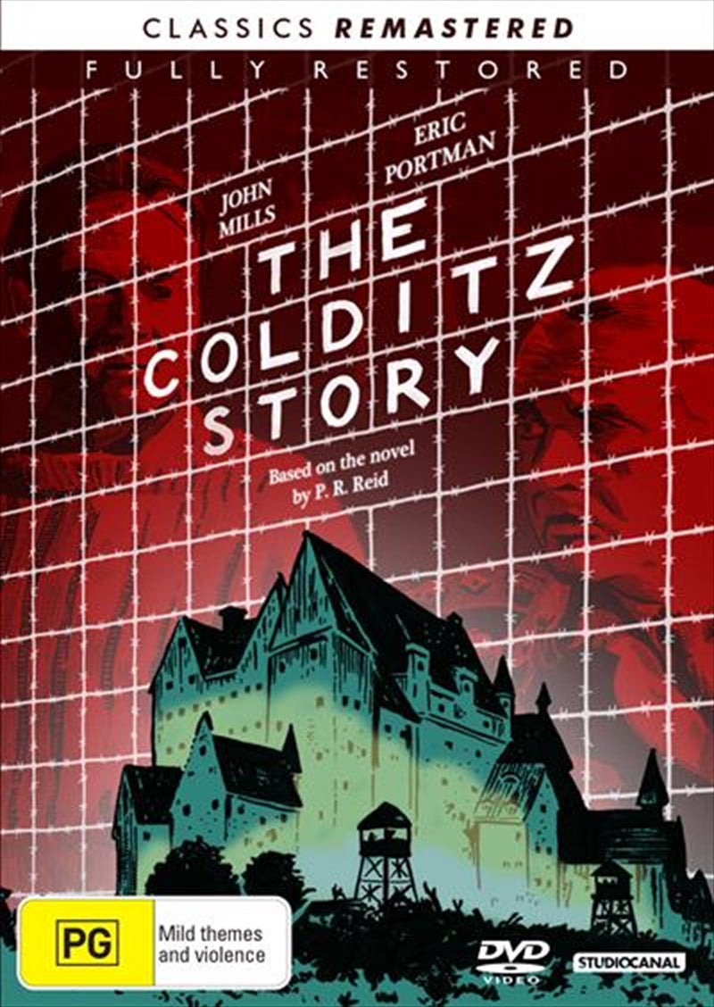 The Colditz Story DVD cover featuring dramatic imagery of POWs planning their escape from Colditz Castle.