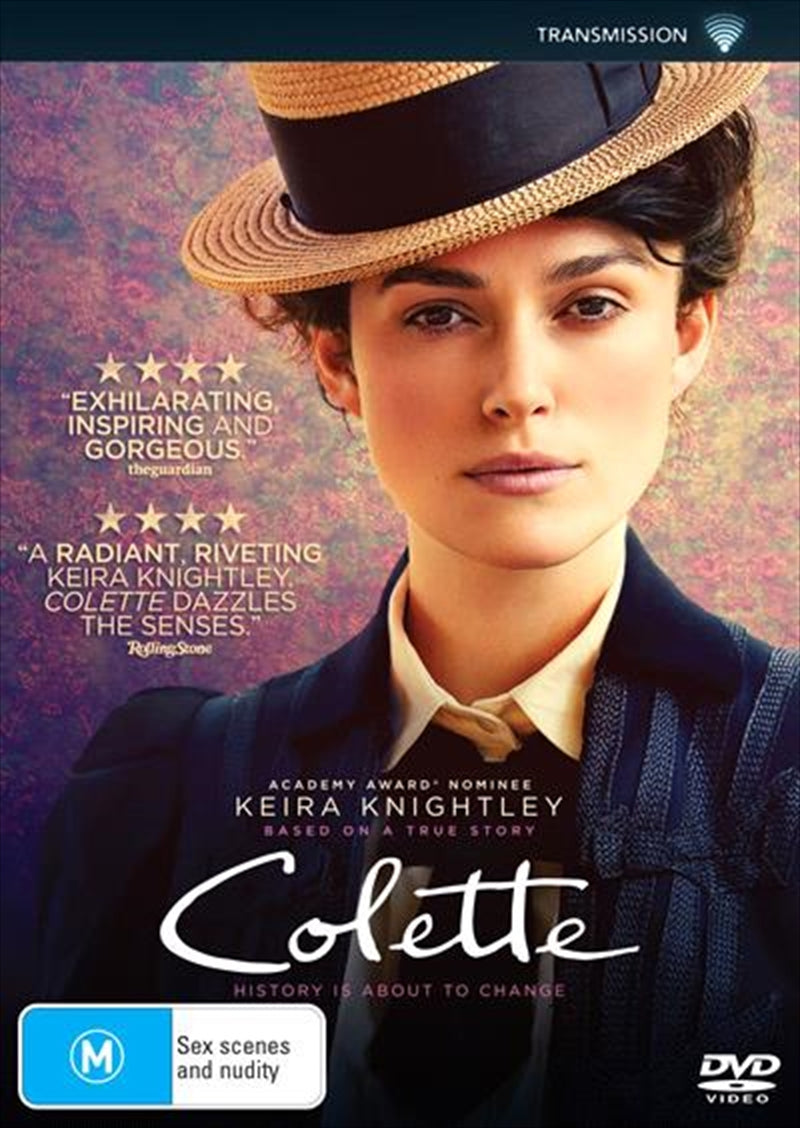 Colette DVD cover featuring a vintage design with Parisian elements, showcasing the film's title and main character.