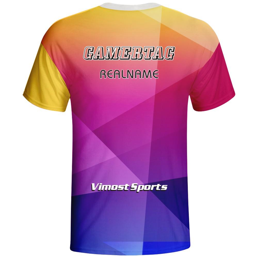 ColorFul Design Style Gaming Shirt featuring vibrant sublimation printing, lightweight micromesh fabric, and a modern round neck design.