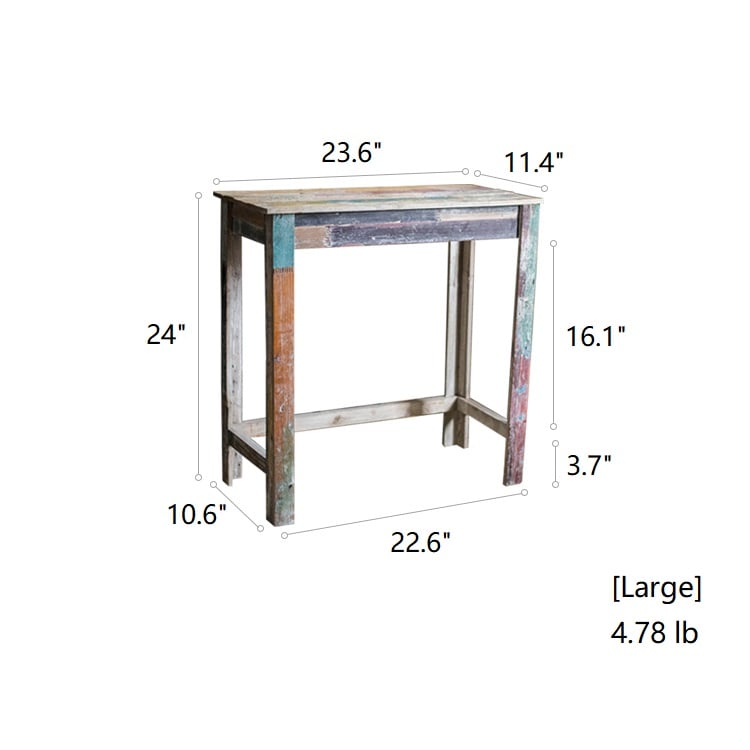 Colorful Solidwood Plant Stand Side Table in vibrant colors, showcasing unique wood patterns and dimensions.