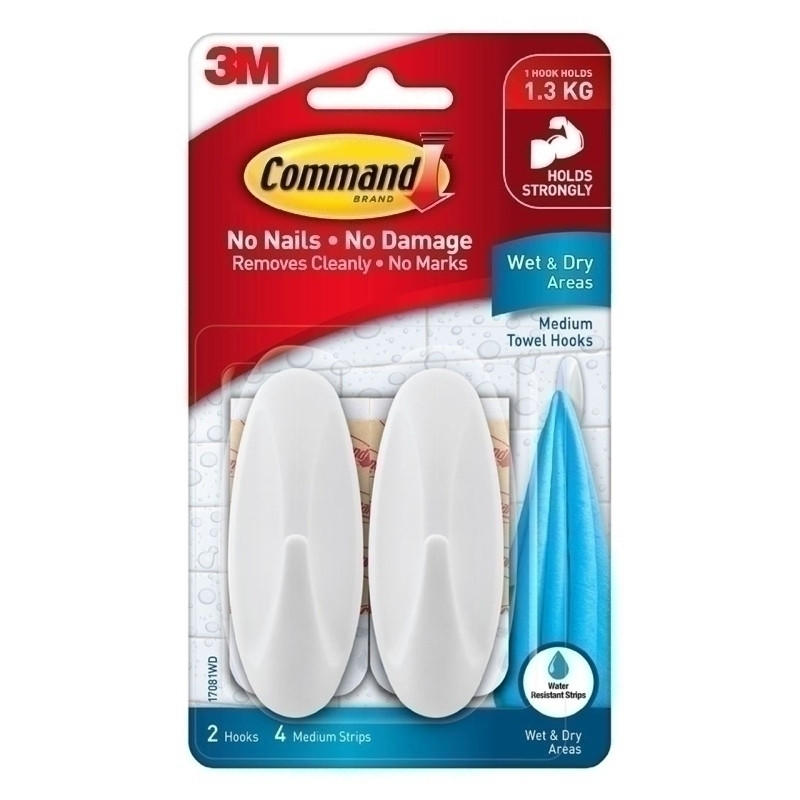 COMMAND Hook 17081WD, a versatile hook for wet and dry use, designed for easy application and removal without damage.