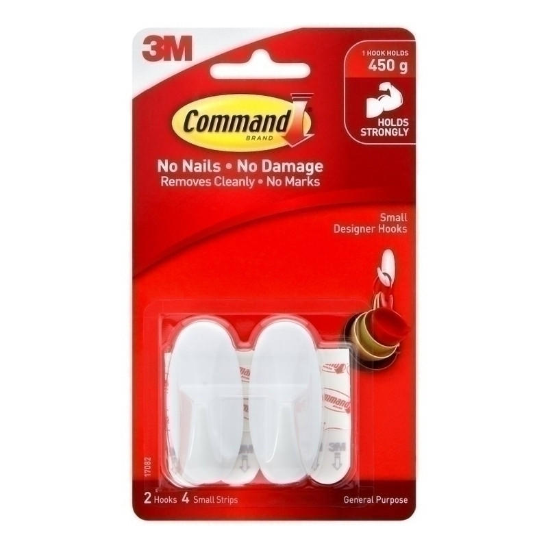 COMMAND Hook 17082 in white, pack of 2, designed for damage-free hanging of various items.