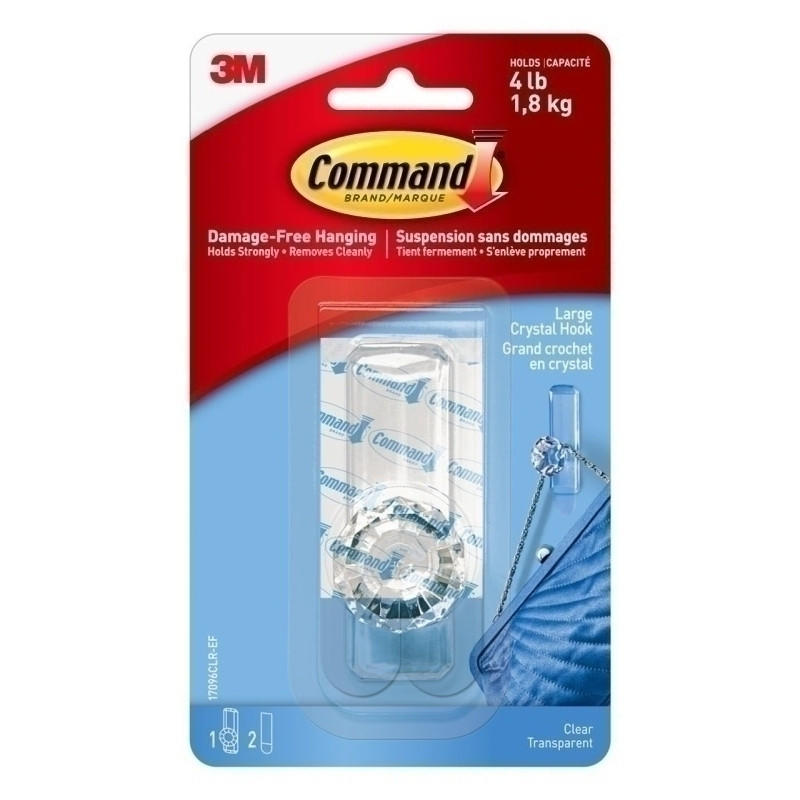 COMMAND Hook 17096CLR-ES, crystal clear large hook for damage-free hanging.