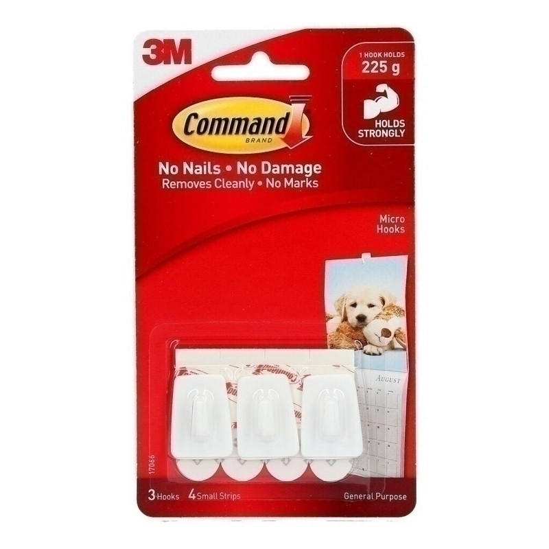 COMMAND Micro Hooks 17066 pack of 10, featuring white hooks designed for damage-free hanging of lightweight items.