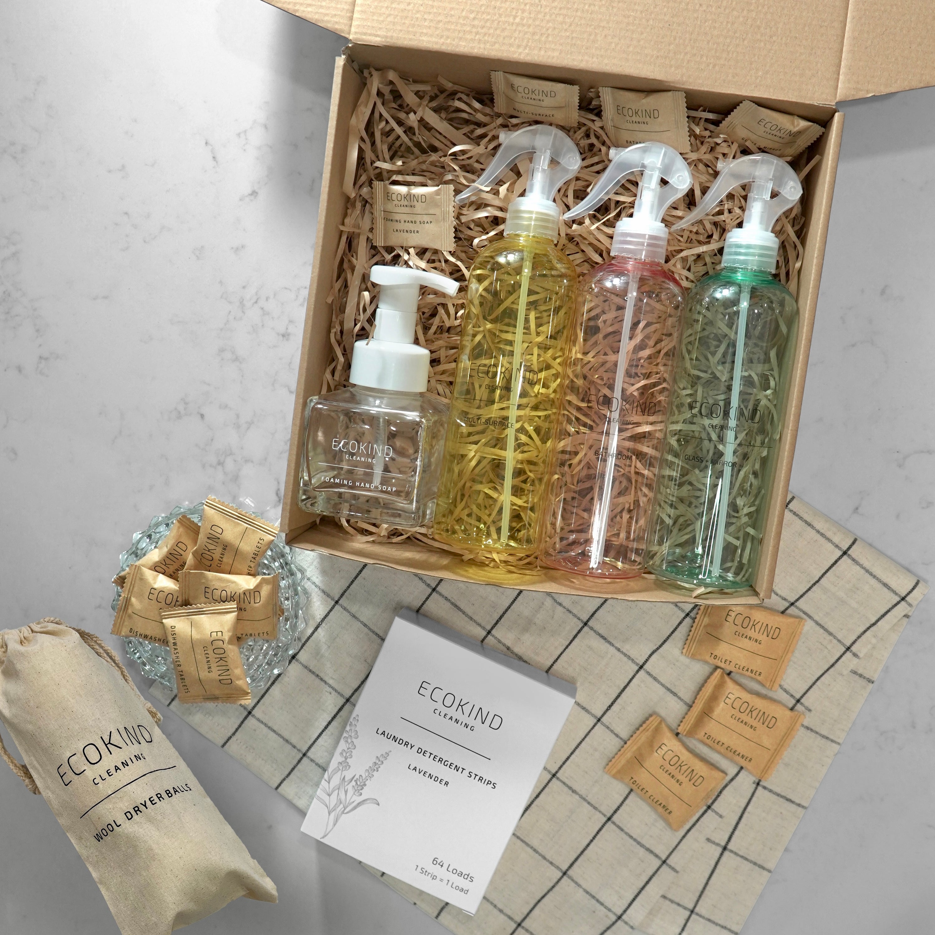 Complete Clean Kit featuring eco-friendly cleaning products in sustainable packaging.