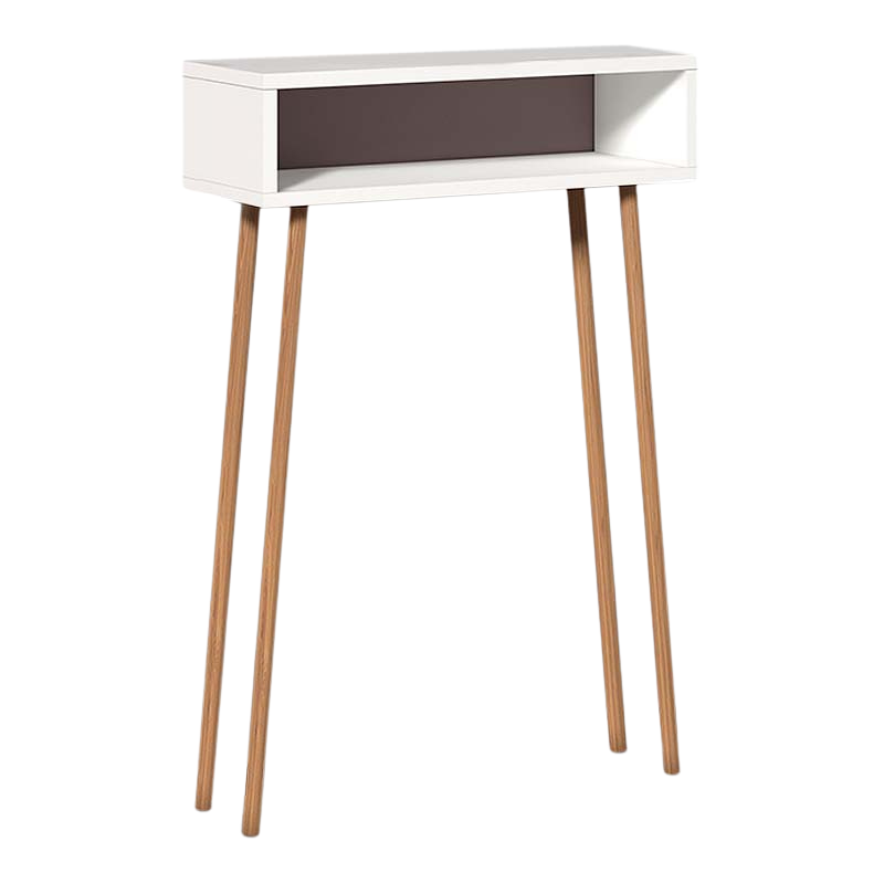 Elegant white Console BELLA with solid beech wood legs and under-shelf, perfect for home or office use.