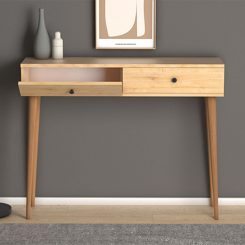 Console DOTTS in oak color, featuring two cabinets and solid beech wood bases, measuring 110x29x88 cm.