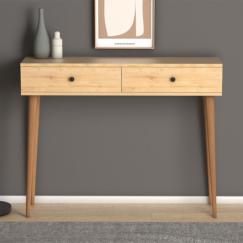 Console DOTTS in oak color, featuring two cabinets and solid beech wood bases, measuring 110x29x88 cm.