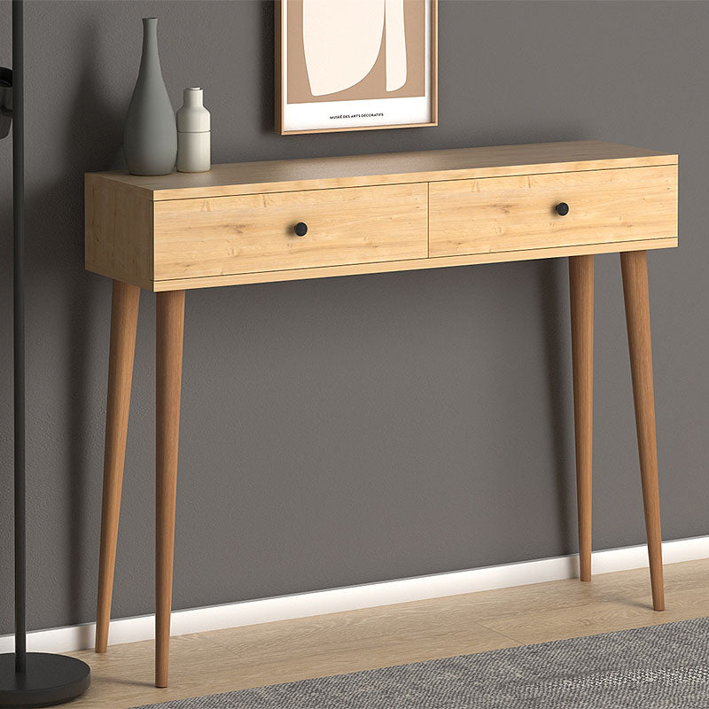 Console DOTTS in oak color, featuring two cabinets and solid beech wood bases, measuring 110x29x88 cm.